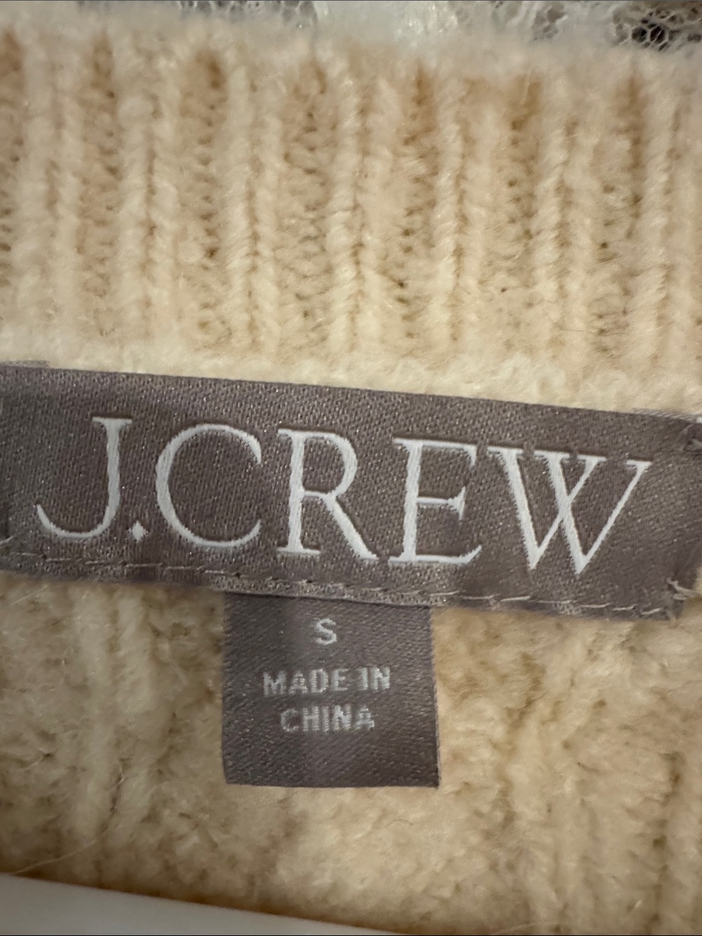 J. Crew Ivory Cable-Knit Cardigan with Rhinestone Buttons - Picture 4 of 5